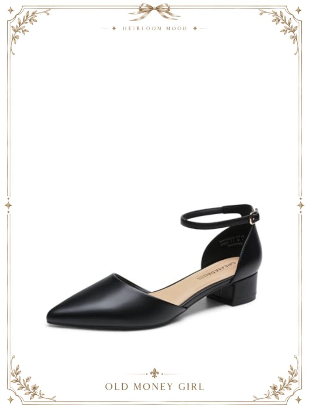Women's Closed Toe Low Block Heel Pumps with Ankle Strap